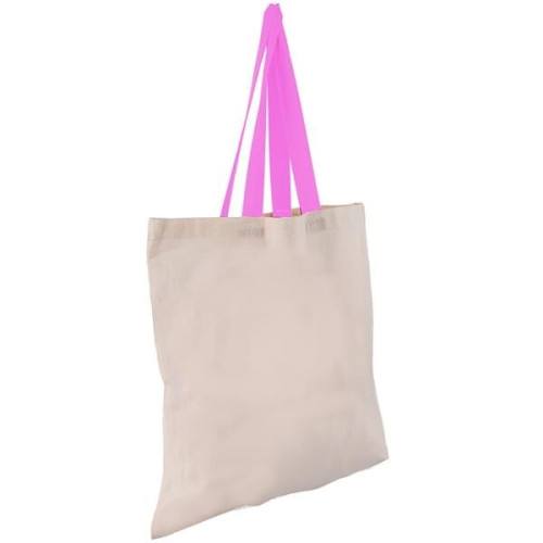 Eco-Friendly 100% Cotton Canvas Tote Bag W/ Color Handles