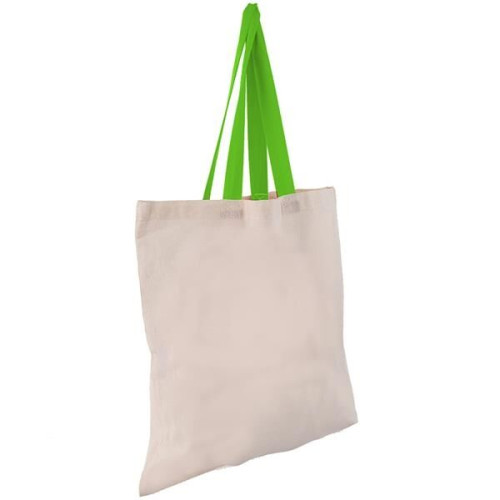 Eco-Friendly 100% Cotton Canvas Tote Bag W/ Color Handles