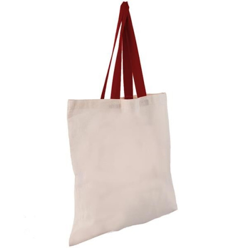 Eco-Friendly 100% Cotton Canvas Tote Bag W/ Color Handles