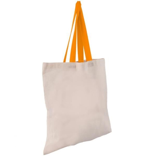 Eco-Friendly 100% Cotton Canvas Tote Bag W/ Color Handles