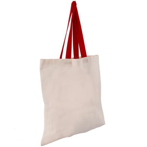 Eco-Friendly 100% Cotton Canvas Tote Bag W/ Color Handles