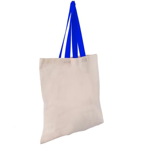 Eco-Friendly 100% Cotton Canvas Tote Bag W/ Color Handles