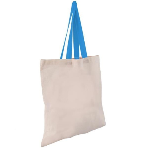 Eco-Friendly 100% Cotton Canvas Tote Bag W/ Color Handles