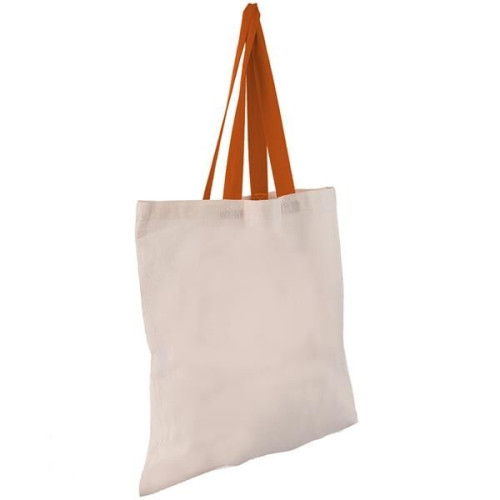 Eco-Friendly 100% Cotton Canvas Tote Bag W/ Color Handles