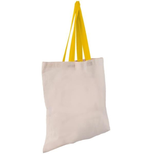 Eco-Friendly 100% Cotton Canvas Tote Bag W/ Color Handles