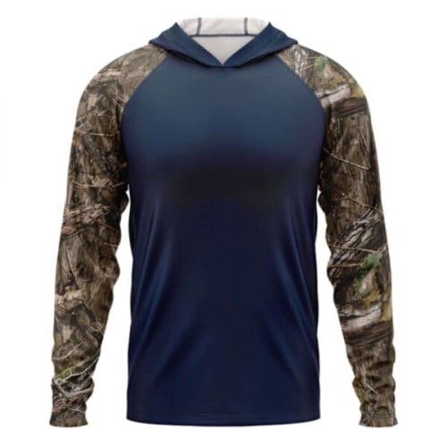 Mossy Oak® Men's. Polyester Interlock Raglan Hooded T-Shirt
