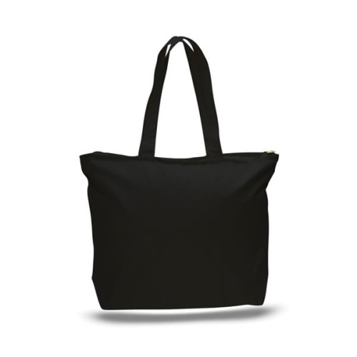 12 Oz. Cotton Canvas Jumbo Zipper Tote Bag