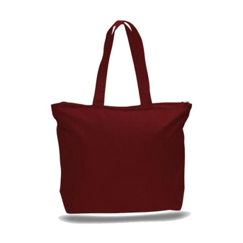 12 Oz. Cotton Canvas Jumbo Zipper Tote Bag
