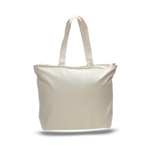 12 Oz. Cotton Canvas Jumbo Zipper Tote Bag