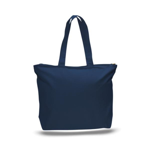 12 Oz. Cotton Canvas Jumbo Zipper Tote Bag