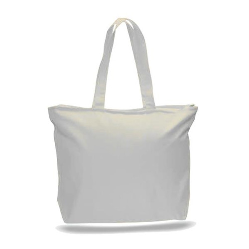 12 Oz. Cotton Canvas Jumbo Zipper Tote Bag