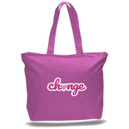 12 Oz. Cotton Canvas Jumbo Zipper Tote Bag