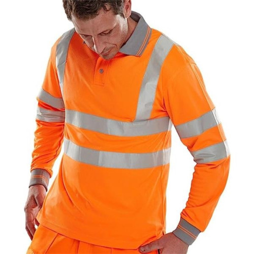 High Vis Class 3 Reflective Safety Long Sleeve Polo Shirt