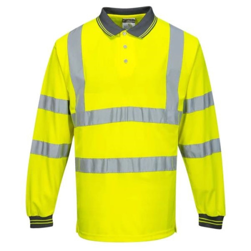 High Vis Class 3 Reflective Safety Long Sleeve Polo Shirt