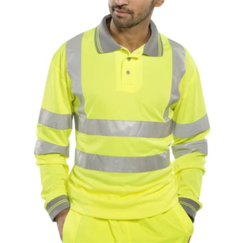 High Vis Class 3 Reflective Safety Long Sleeve Polo Shirt