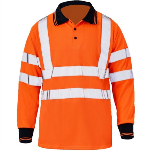 High Vis Class 3 Reflective Safety Long Sleeve Polo Shirt