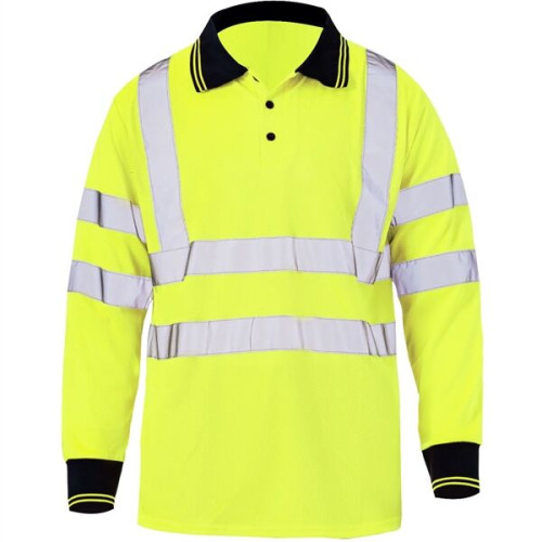 High Vis Class 3 Reflective Safety Long Sleeve Polo Shirt