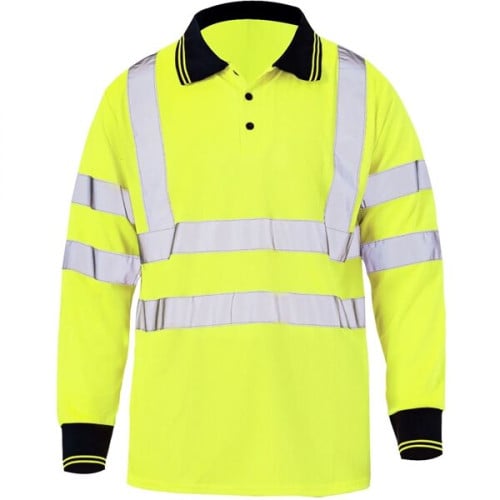 High Vis Class 3 Reflective Safety Long Sleeve Polo Shirt