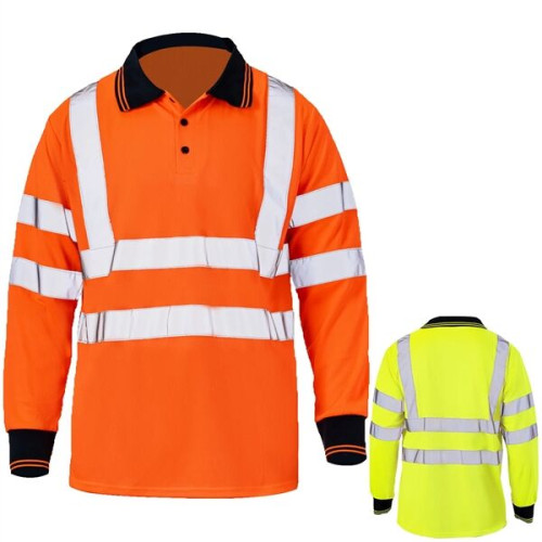 High Vis Class 3 Reflective Safety Long Sleeve Polo Shirt