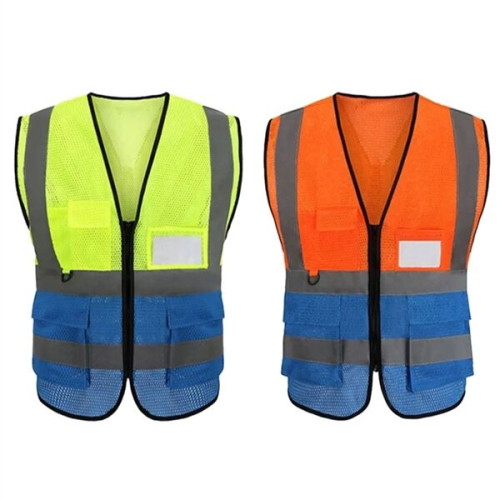 Hi Vis rPET Class 2 Reflective Mesh Safety Vest With Pockets