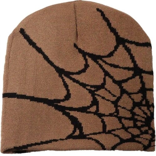 Knitted Beanie W/ Spider Web Design