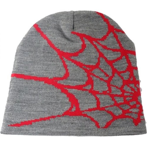 Knitted Beanie W/ Spider Web Design