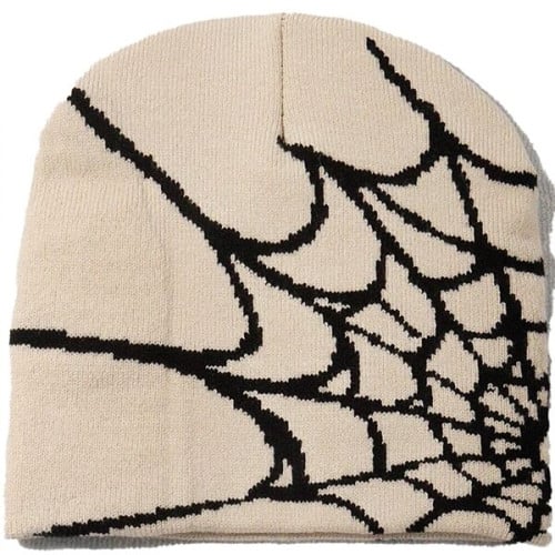 Knitted Beanie W/ Spider Web Design