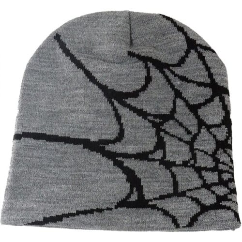 Knitted Beanie W/ Spider Web Design
