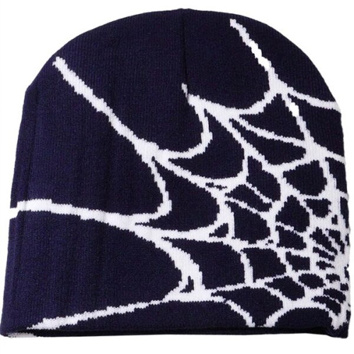 Knitted Beanie W/ Spider Web Design