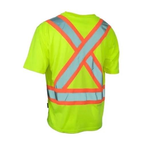 Hi Vis Reflective X-Back Class 2 Safety T-Shirt w/ Pocket