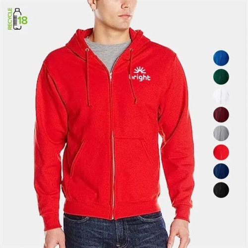 Men's Recycled Antibacterial Zipper Hoodie, Kangaroo Pocket