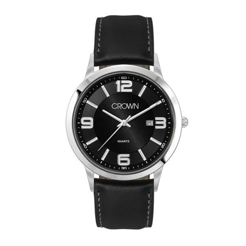 43MM STEEL SILVER CASE, 3 HAND MVMT, BLACK DIAL, D...