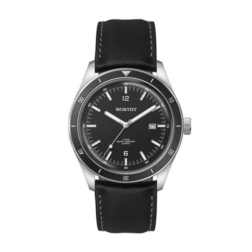 41MM STEEL SILVER CASE, 3 HAND MVMT, BLACK DIAL, D...