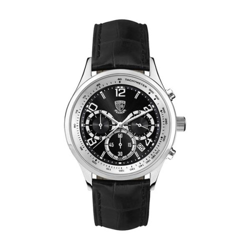 42.5MM STEEL SILVER CASE, CHRONOGRAPH MVMT, BLACK ...