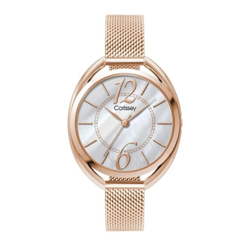 36MM METAL OVAL ROSE GOLD CASE, 3 HAND MVMT, WHITE...