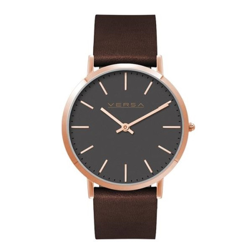 40MM SLIM STEEL ROSE GOLD CASE, 2 HAND MVMT, BLACK...