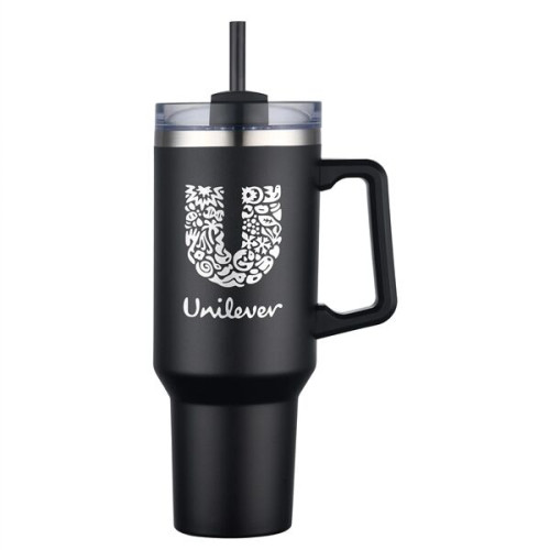 40 oz. Double Wall Tumbler With Handle and Straw