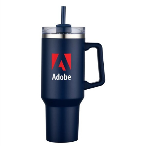 40 oz. Double Wall Tumbler With Handle and Straw