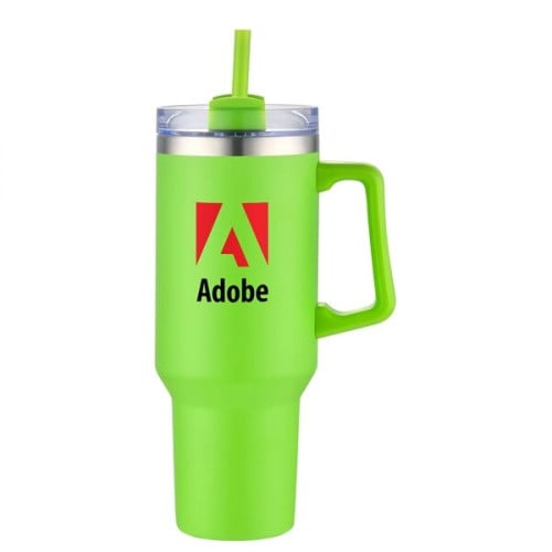 40 oz. Double Wall Tumbler With Handle and Straw
