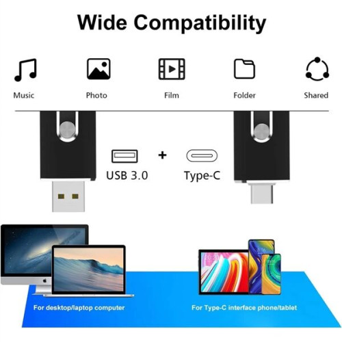 Metal Dual USB And Type-C OTG Drive - Expand Storage On Comp