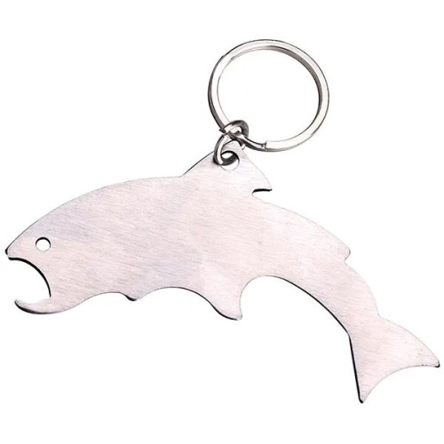 Trout Shaped Stainless Steel Bottle Opener w/ Key Ring