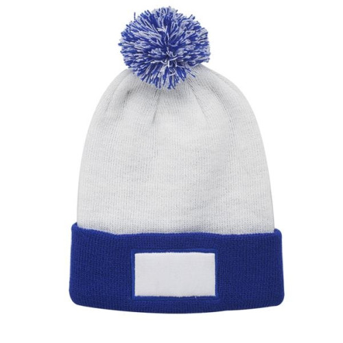 Fuji Two-Tone Patch Pompom Beanies