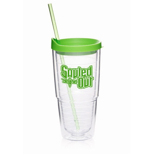 24 oz. Double Wall Solid Clear Orbit Acrylic Tumblers