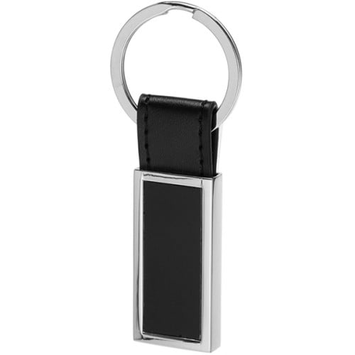 Rectangular Metal & Leather Keychains