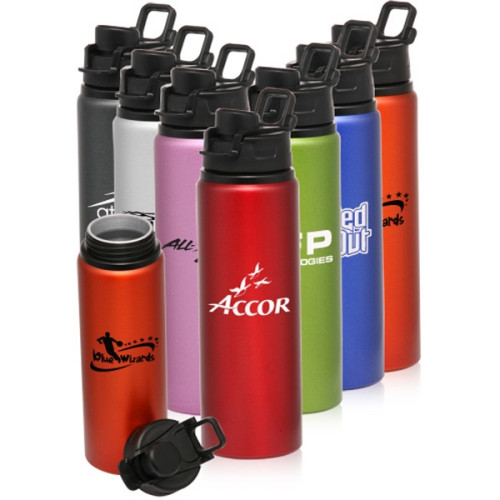 25 oz. Aluminum Metallic Sports Bottle With Snap Lids