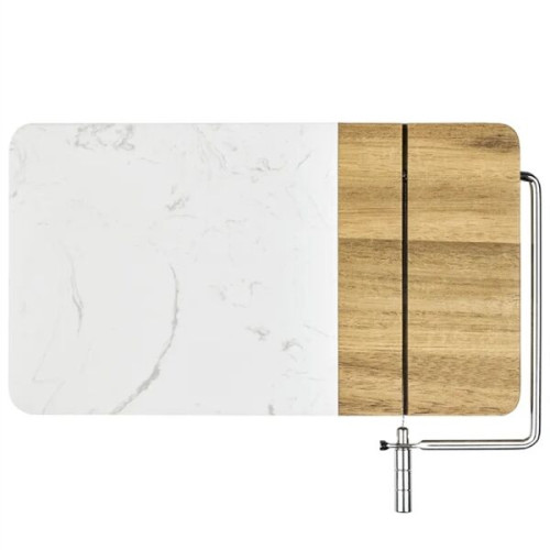 Marble Acacia Cheese Board w/ Cheese Slicer