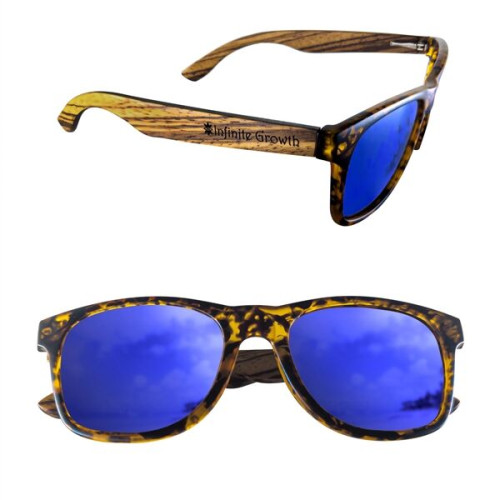 Polarized or Mirror Tortoise Miami Sunglasses with Wood Arms
