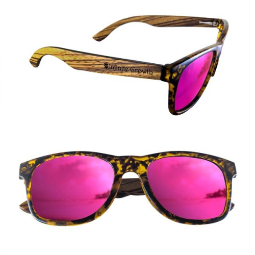 Polarized or Mirror Tortoise Miami Sunglasses with Wood Arms