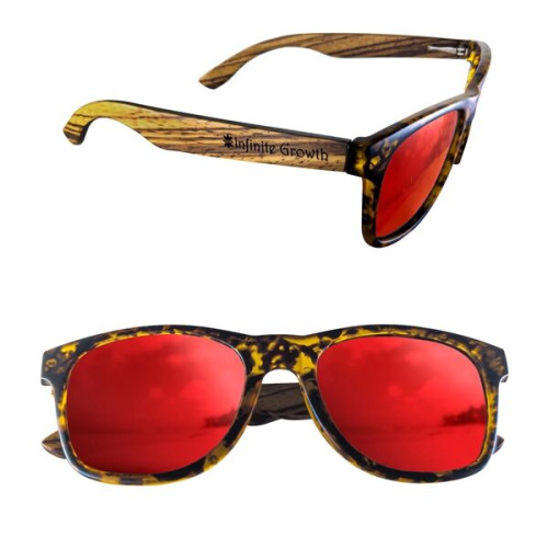 Polarized or Mirror Tortoise Miami Sunglasses with Wood Arms