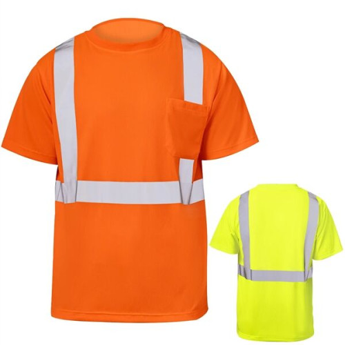 Breathable Class 2 Safety Hi Vis Reflective T-Shirt W Pocket